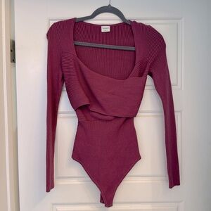 Abercrombie Purple Sweater Wrap Bodysuit Size Small